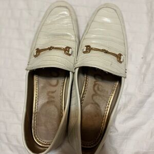 Sam Edelman Cream Loafers with Gold Accent